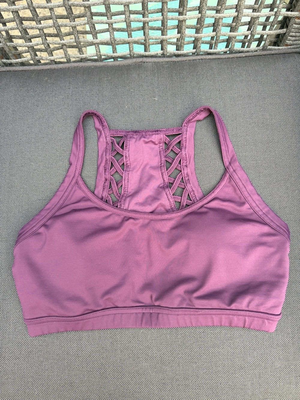 Purple Lace Crisscross-Back Sports Bra